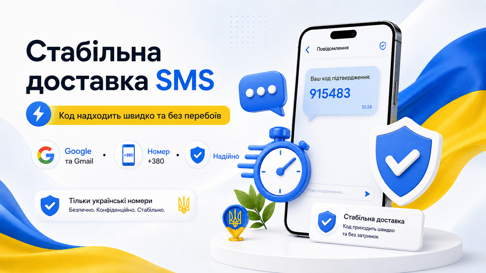 Швидке SMS-підтвердження Google через номер +380